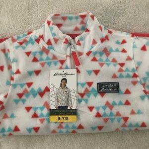 Eddie Bauer Youth 1/4 Zip Fleece Sweater, NWT White Size S(7/8)